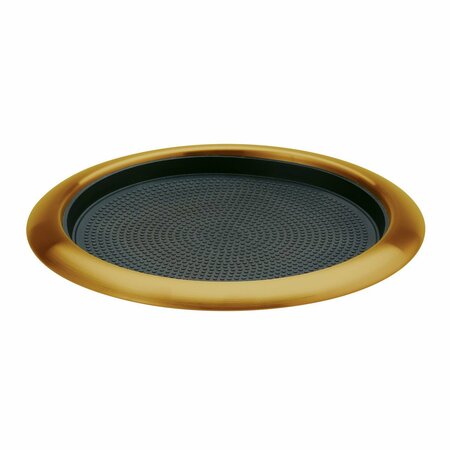 SERVICE IDEAS Tray with Removable Insert, 9 Round, Stainless Steel, Vintage Gold TR119RIVG
